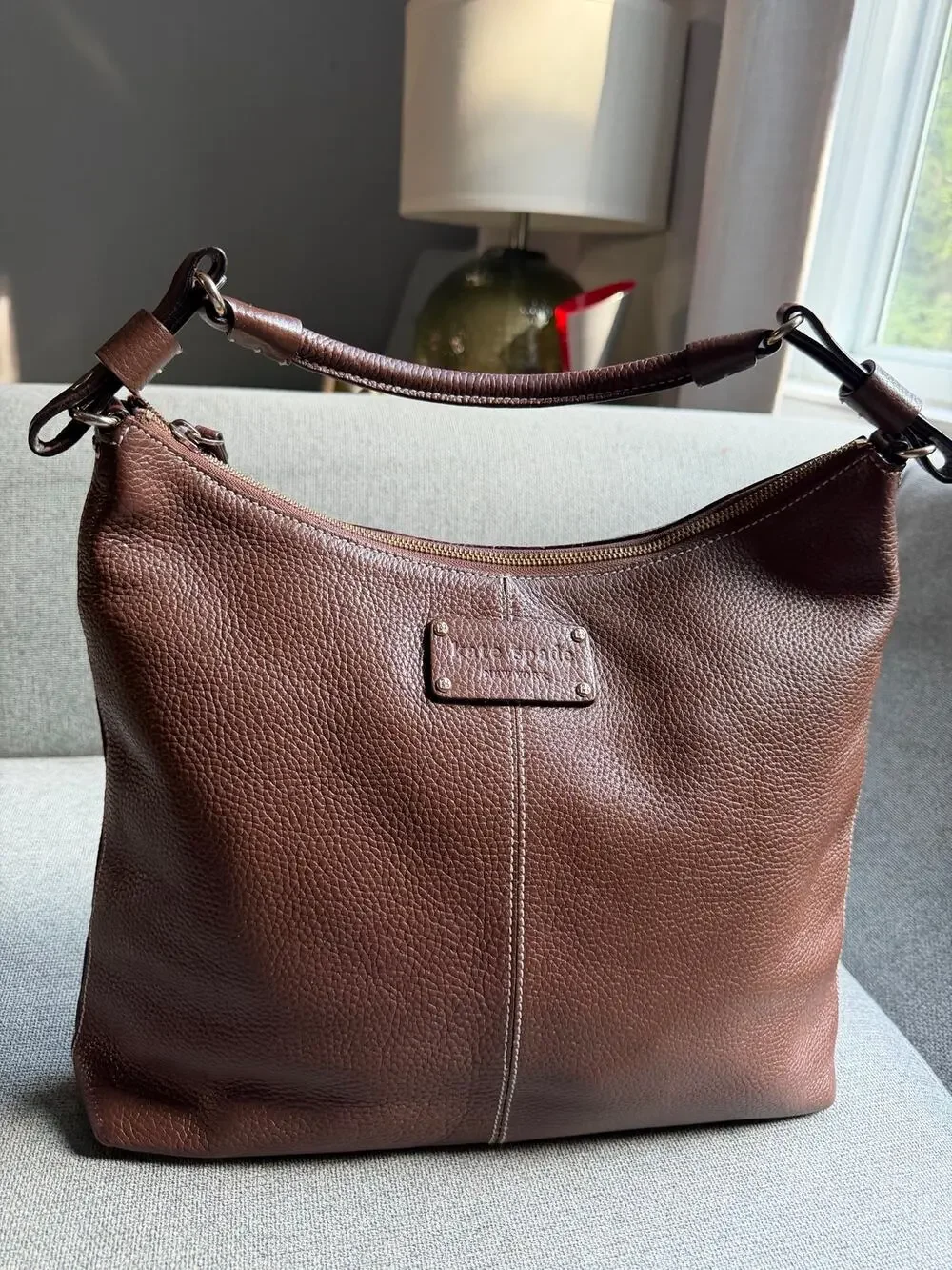 Kate Spade New York Leather Hobo Shoulder Bag Purse Brown